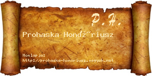 Prohaska Honóriusz névjegykártya
